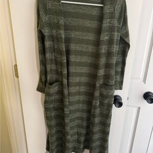 2 LuLaRoe Green Striped and Black Cardigan